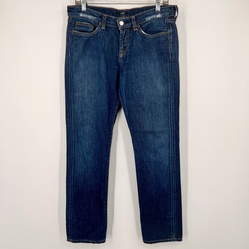 Vintage‎ J.Crew Stretch Straight Leg Jeans Dark Wash Blue Denim Womens Sz 4 USA